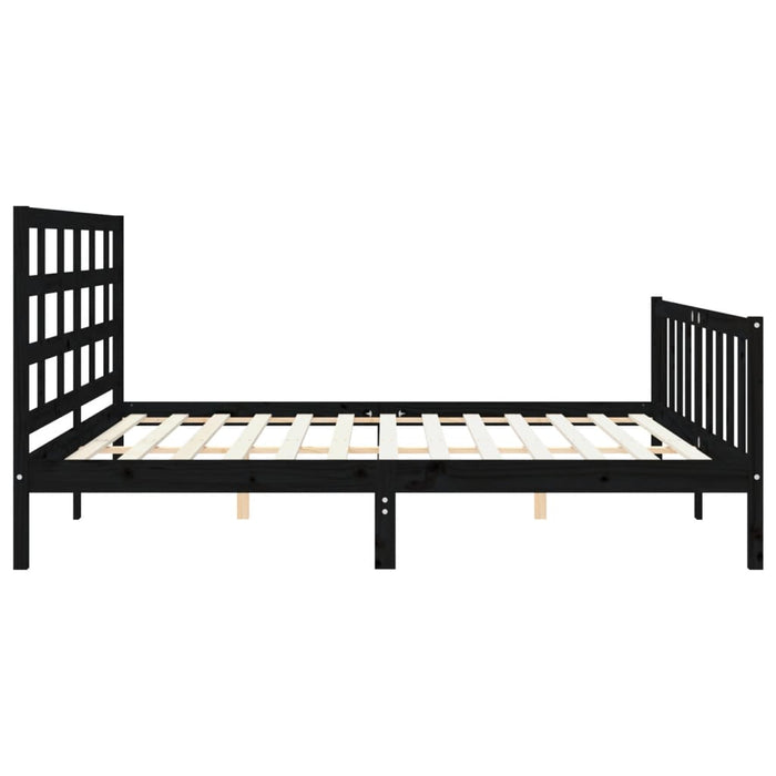 Cadru pat cu tăblie 200x200 cm, negru, lemn masiv WALTI