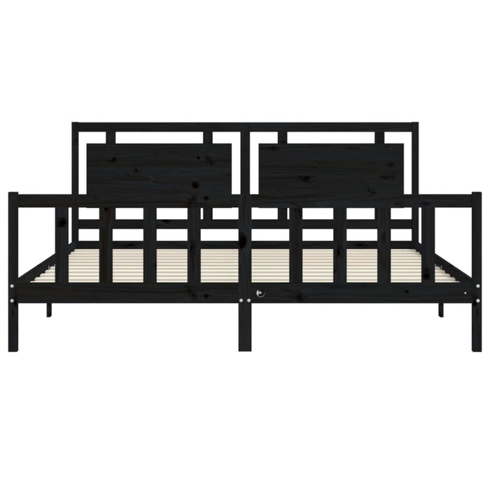 Cadru pat cu tăblie 200x200 cm, negru, lemn masiv WALTI