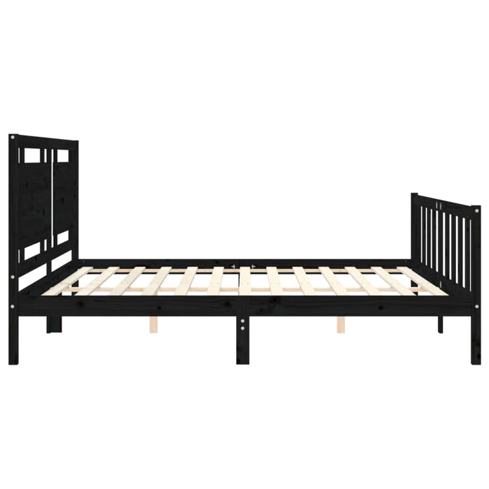 Cadru pat cu tăblie 200x200 cm, negru, lemn masiv WALTI