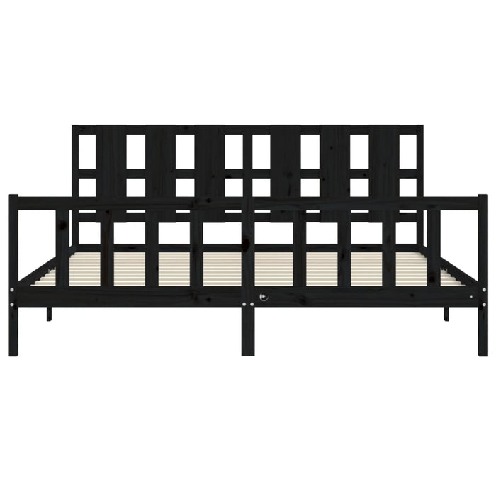 Cadru pat cu tăblie 200x200 cm, negru, lemn masiv WALTI