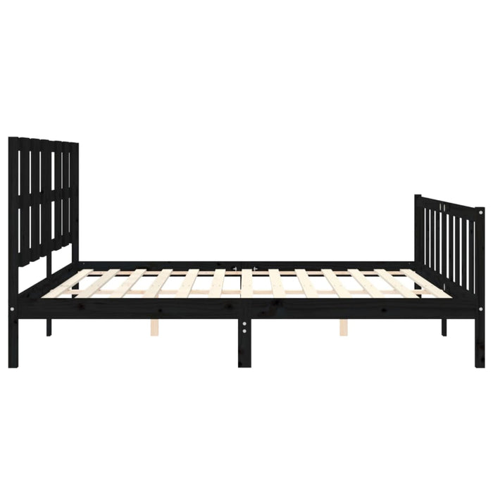 Cadru pat cu tăblie 200x200 cm, negru, lemn masiv WALTI