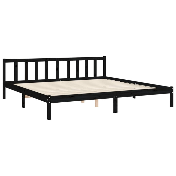 Cadru pat cu tăblie 200x200 cm, negru, lemn masiv WALTI