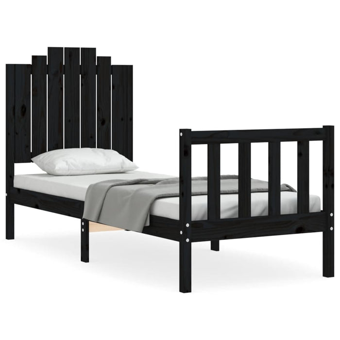 Cadru de pat cu tăblie Small Single, negru, lemn masiv - WALTI WALTI