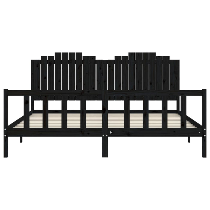 Cadru pat cu tăblie 200x200 cm, negru, lemn masiv WALTI