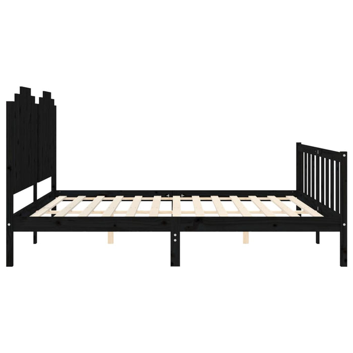 Cadru pat cu tăblie 200x200 cm, negru, lemn masiv WALTI
