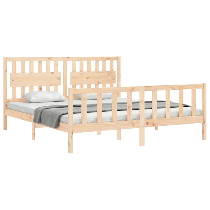 Cadru de pat cu tăblie Super King Size, lemn masiv WALTI