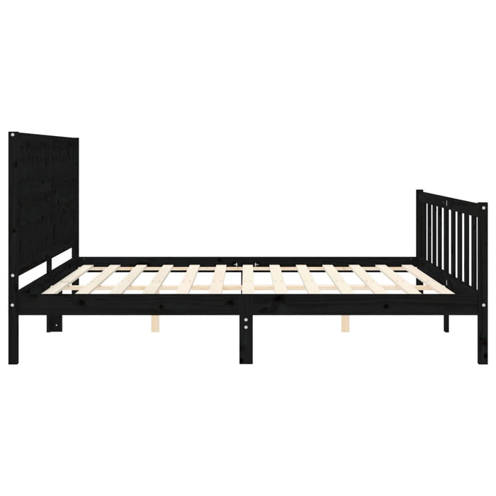 Cadru pat cu tăblie 200x200 cm, negru, lemn masiv WALTI