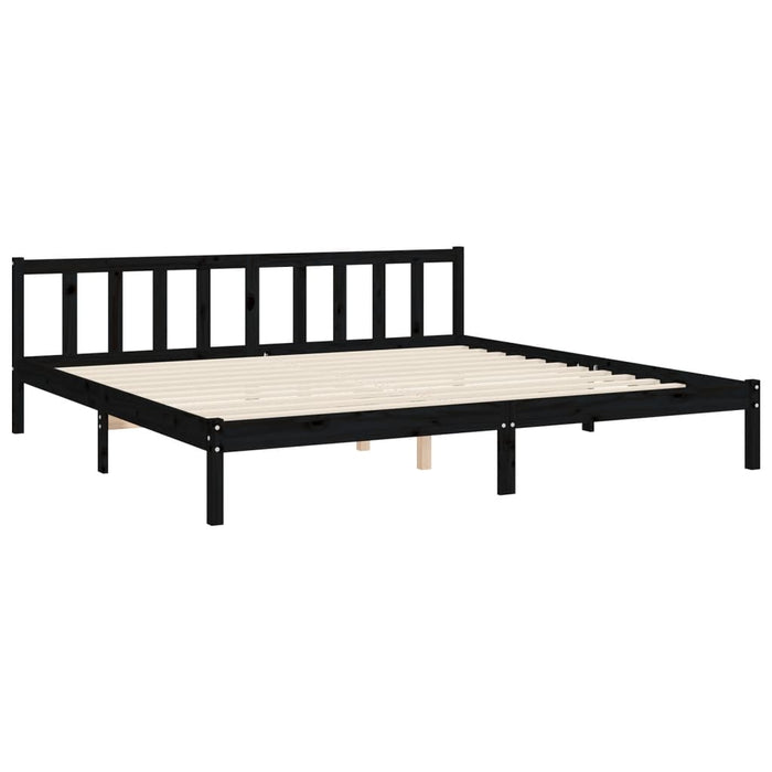 Cadru pat cu tăblie 200x200 cm, negru, lemn masiv WALTI