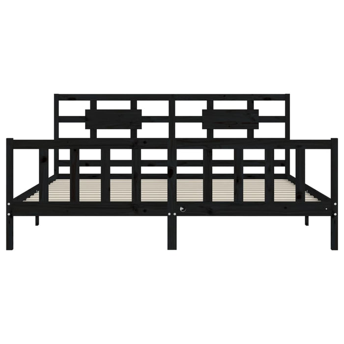 Cadru pat cu tăblie 200x200 cm, negru, lemn masiv WALTI
