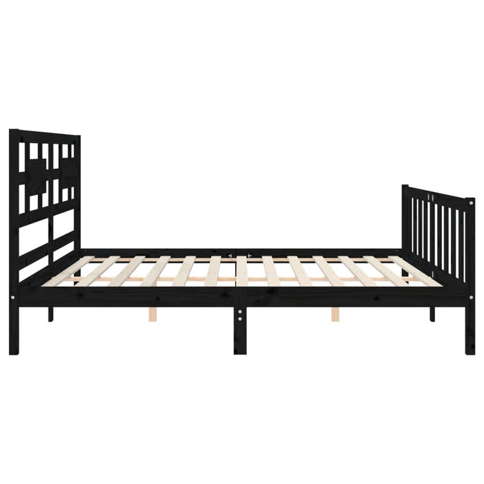 Cadru pat cu tăblie 200x200 cm, negru, lemn masiv WALTI