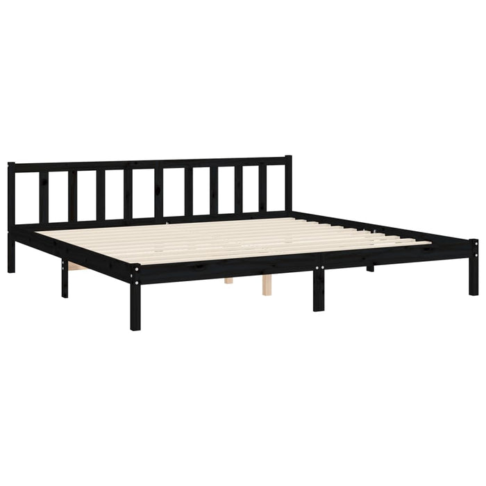 Cadru pat cu tăblie 200x200 cm, negru, lemn masiv WALTI