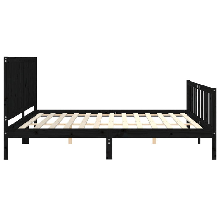 Cadru pat cu tăblie 200x200 cm, negru, lemn masiv WALTI