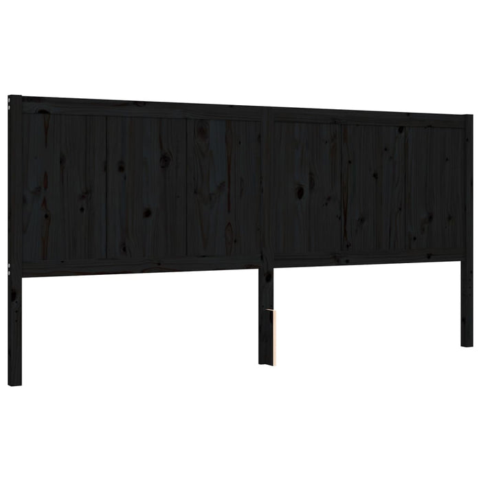 Cadru pat cu tăblie 200x200 cm, negru, lemn masiv WALTI