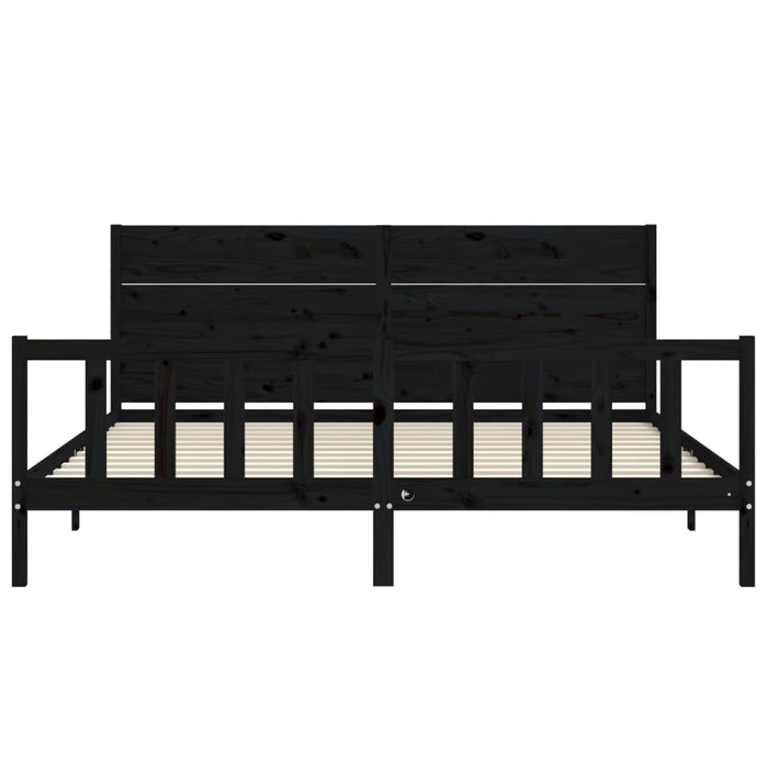 Cadru pat cu tăblie 200x200 cm, negru, lemn masiv WALTI