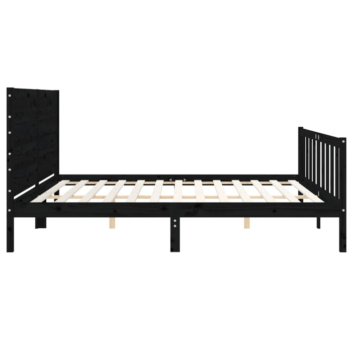 Cadru pat cu tăblie 200x200 cm, negru, lemn masiv WALTI