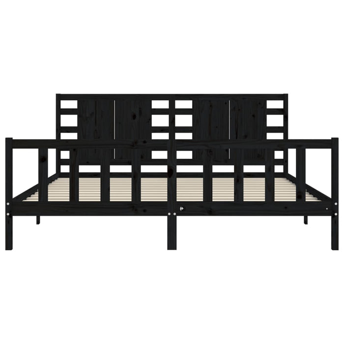 Cadru pat cu tăblie 200x200 cm, negru, lemn masiv WALTI