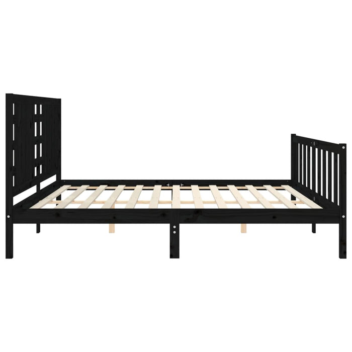 Cadru pat cu tăblie 200x200 cm, negru, lemn masiv WALTI