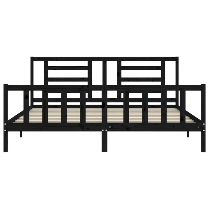 Cadru pat cu tăblie 200x200 cm, negru, lemn masiv WALTI