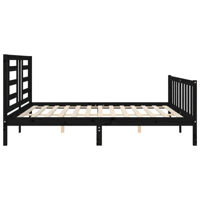 Cadru pat cu tăblie 200x200 cm, negru, lemn masiv WALTI