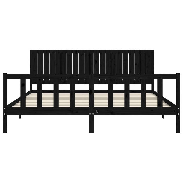 Cadru pat cu tăblie 200x200 cm, negru, lemn masiv WALTI