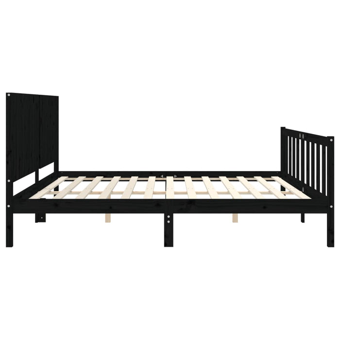 Cadru pat cu tăblie 200x200 cm, negru, lemn masiv WALTI