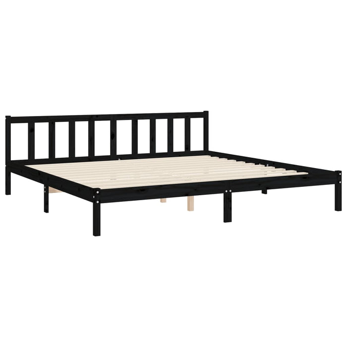 Cadru pat cu tăblie 200x200 cm, negru, lemn masiv WALTI