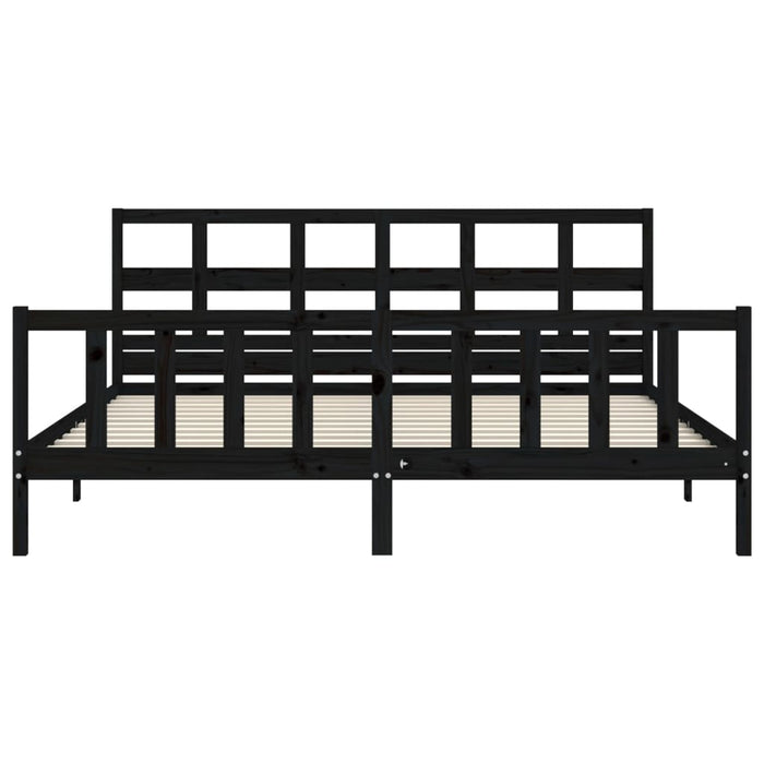 Cadru pat cu tăblie 200x200 cm, negru, lemn masiv WALTI