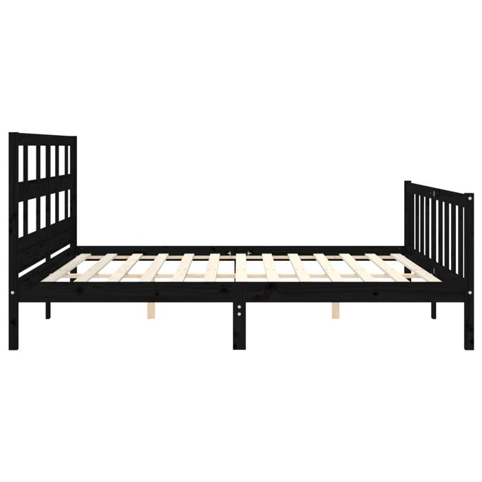 Cadru pat cu tăblie 200x200 cm, negru, lemn masiv WALTI
