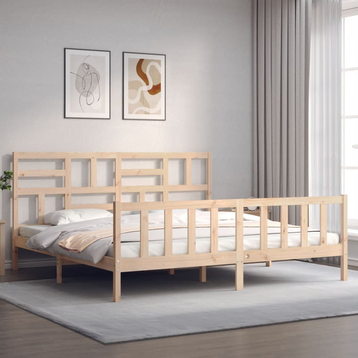 Cadru de pat cu tăblie Super King Size, lemn masiv WALTI