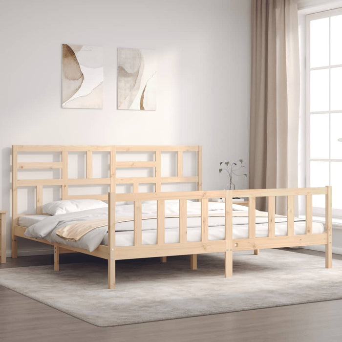Cadru de pat cu tăblie Super King Size, lemn masiv WALTI