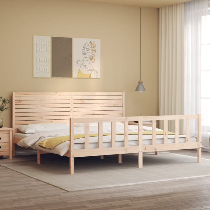 Cadru de pat cu tăblie Super King Size, lemn masiv WALTI