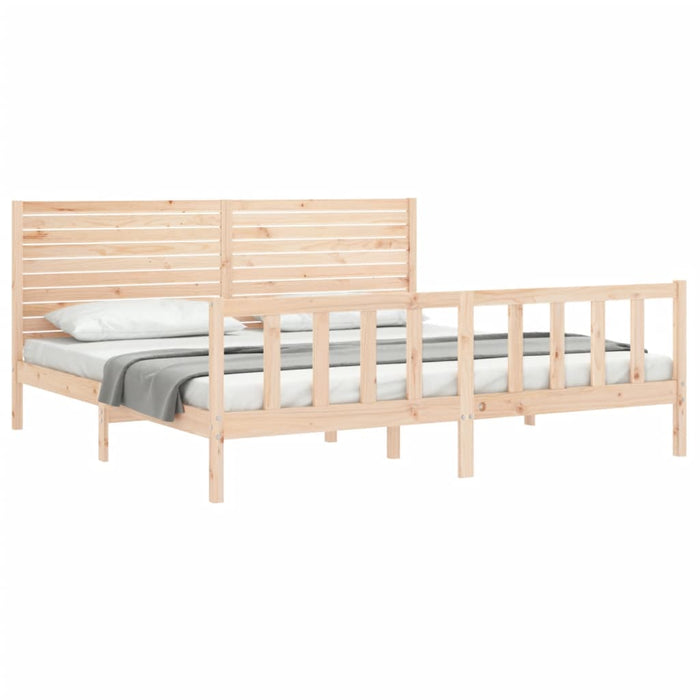 Cadru de pat cu tăblie Super King Size, lemn masiv WALTI
