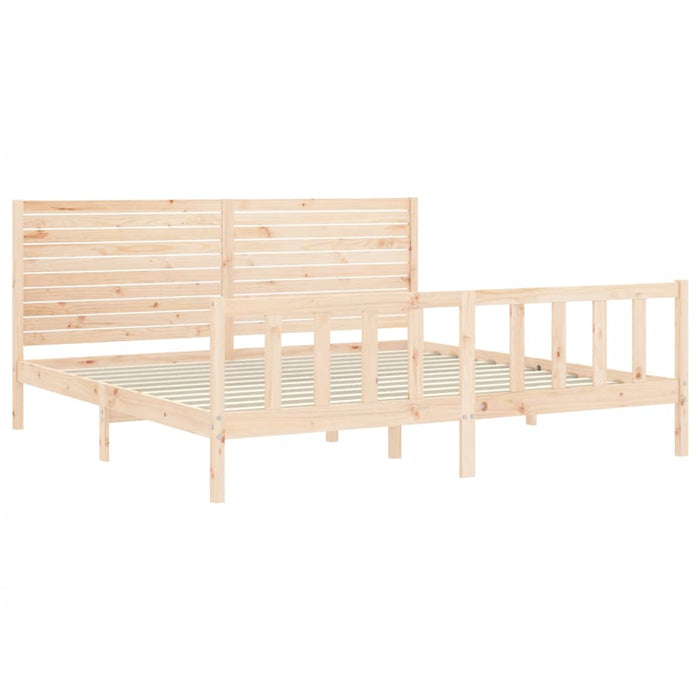 Cadru de pat cu tăblie Super King Size, lemn masiv WALTI