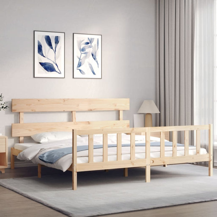 Cadru de pat cu tăblie Super King Size, lemn masiv - WALTI WALTI