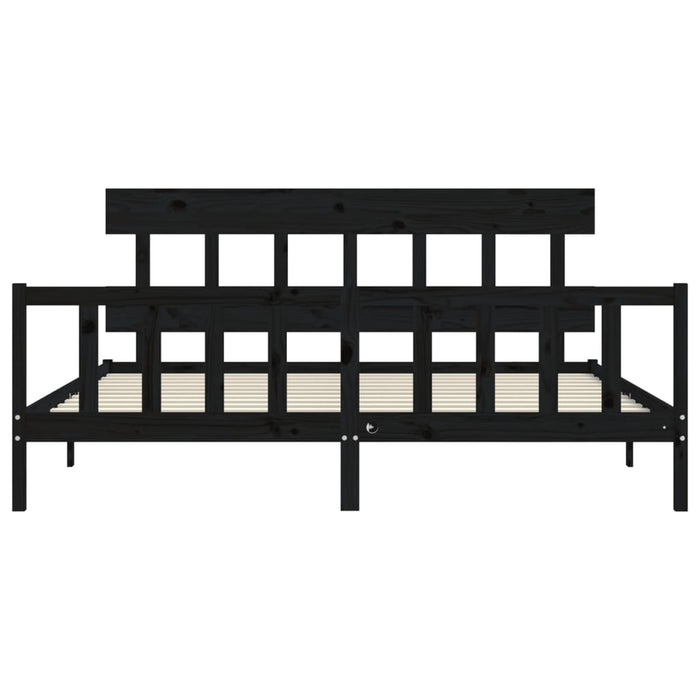 Cadru pat cu tăblie 200x200 cm, negru, lemn masiv WALTI