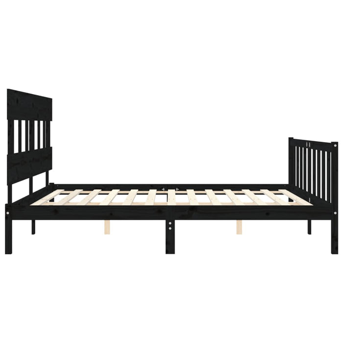 Cadru pat cu tăblie 200x200 cm, negru, lemn masiv WALTI