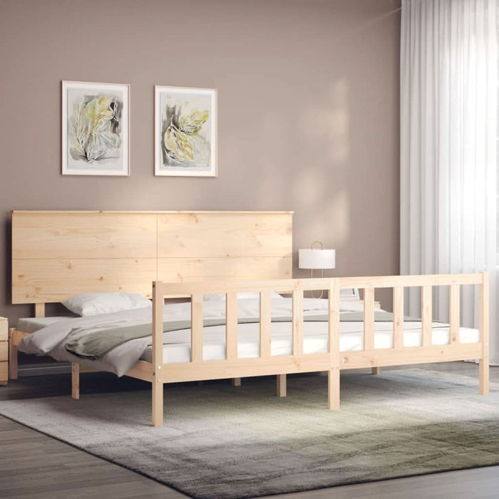 Cadru de pat cu tăblie Super King Size, lemn masiv - WALTI WALTI