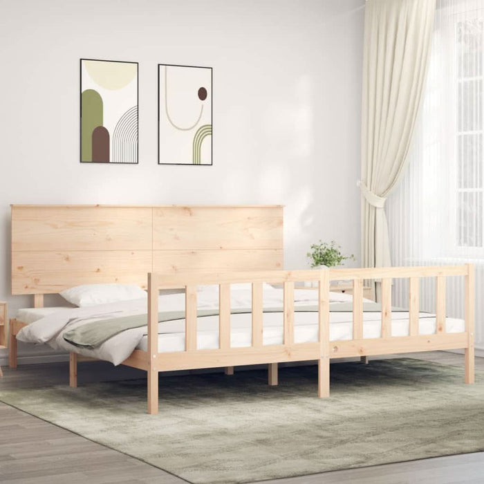 Cadru de pat cu tăblie Super King Size, lemn masiv - WALTI WALTI