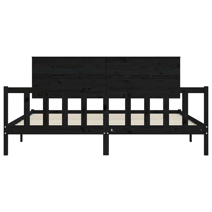 Cadru pat cu tăblie 200x200 cm, negru, lemn masiv WALTI