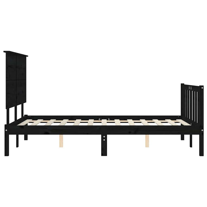 Cadru pat cu tăblie 200x200 cm, negru, lemn masiv WALTI