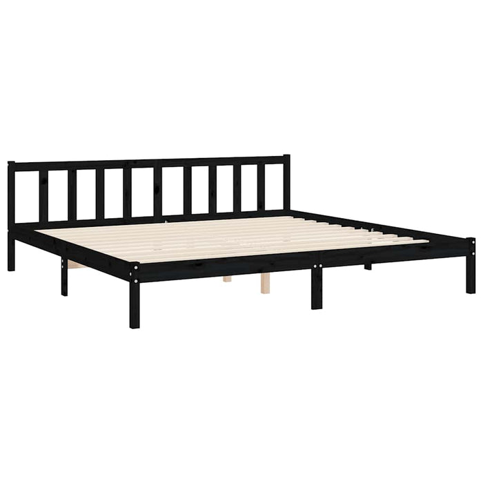 Cadru pat cu tăblie 200x200 cm, negru, lemn masiv WALTI