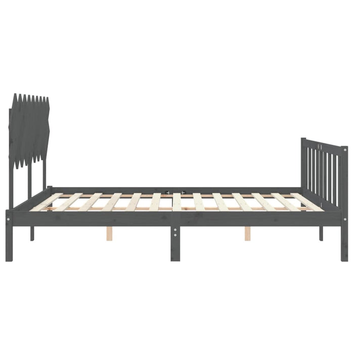 Cadru de pat cu tăblie Super King Size, gri, lemn masiv WALTI