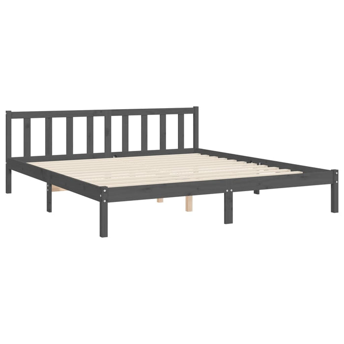 Cadru de pat cu tăblie Super King Size, gri, lemn masiv WALTI