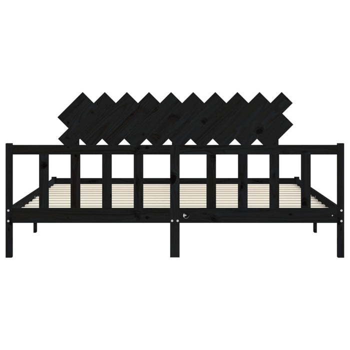Cadru pat cu tăblie 200x200 cm, negru, lemn masiv WALTI