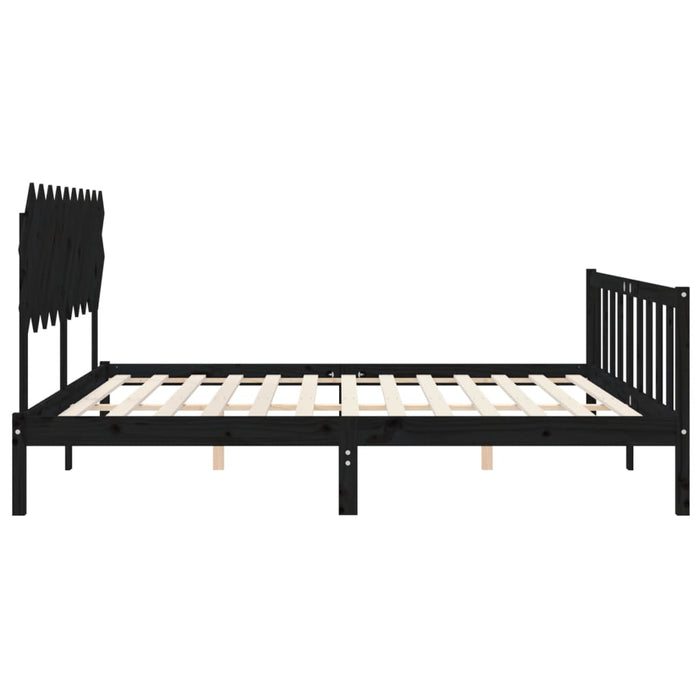 Cadru pat cu tăblie 200x200 cm, negru, lemn masiv WALTI