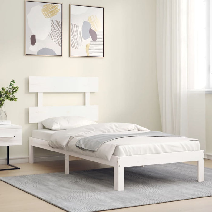Cadru pat fără saltea, alb, 100x200 cm, lemn masiv pin - WALTI WALTI