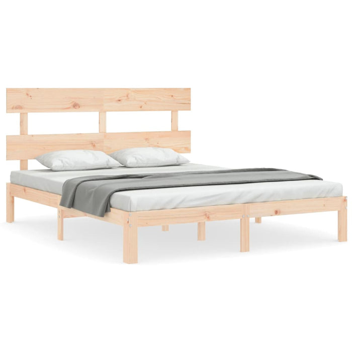 Cadru de pat cu tăblie, king size, lemn masiv WALTI