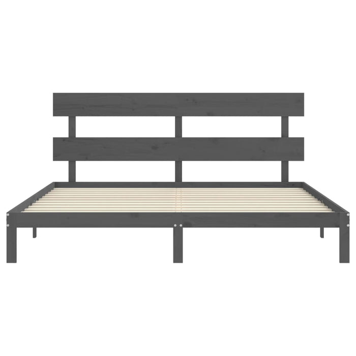 Cadru pat cu tăblie 200x200 cm, gri, lemn masiv - WALTI WALTI