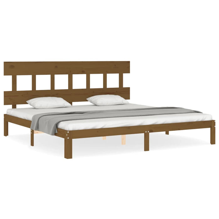 Cadru pat cu tăblie Super King Size, maro miere, lemn masiv WALTI
