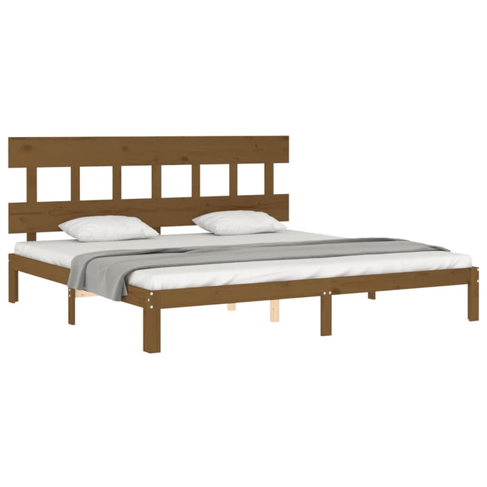 Cadru pat cu tăblie Super King Size, maro miere, lemn masiv WALTI